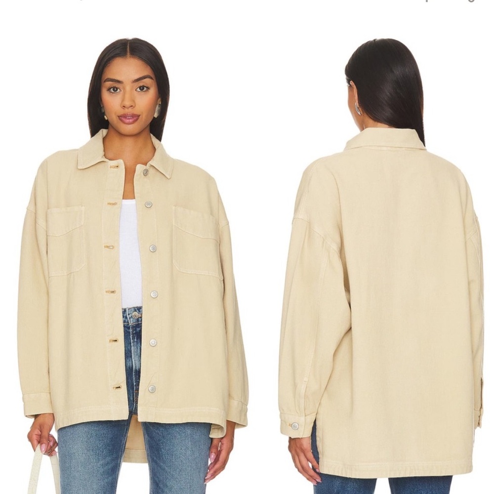 Free People Beige Oversized Shacket Jacket